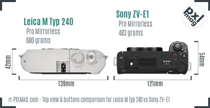 Leica M Typ 240 vs Sony ZV-E1 top view buttons comparison