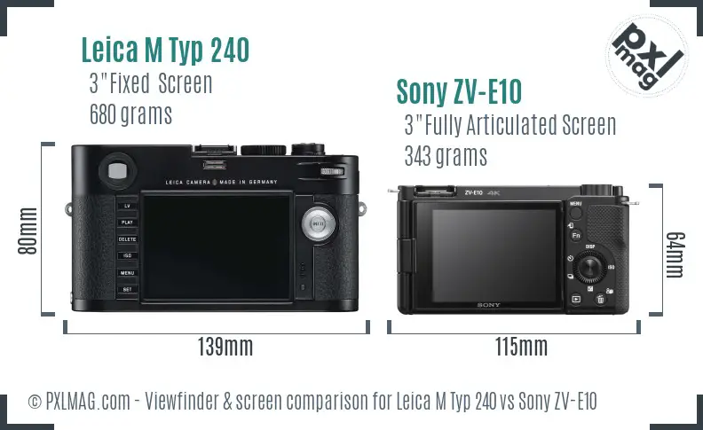 Leica M Typ 240 vs Sony ZV-E10 Screen and Viewfinder comparison