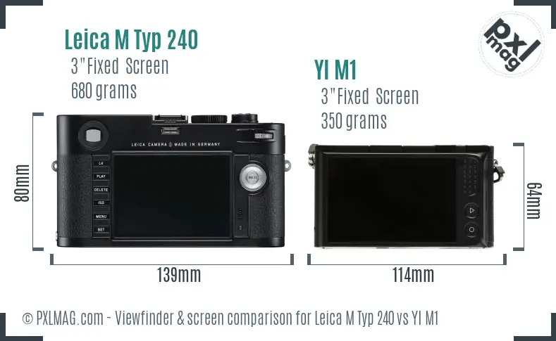 Leica M Typ 240 vs YI M1 Screen and Viewfinder comparison