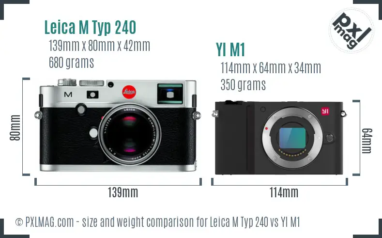 Leica M Typ 240 vs YI M1 size comparison