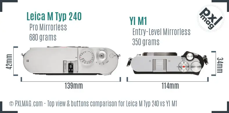 Leica M Typ 240 vs YI M1 top view buttons comparison