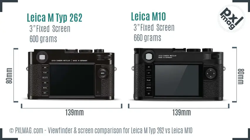 Leica M Typ 262 vs Leica M10 Screen and Viewfinder comparison