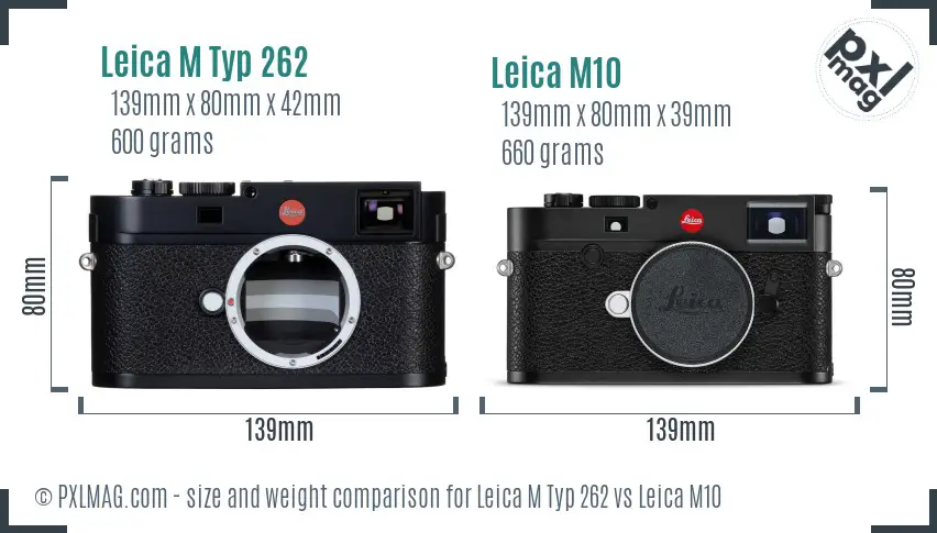 Leica M Typ 262 vs Leica M10 size comparison