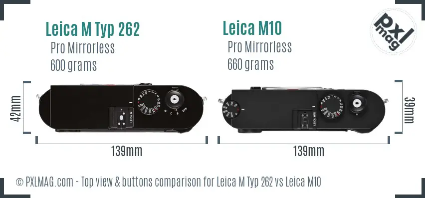 Leica M Typ 262 vs Leica M10 top view buttons comparison