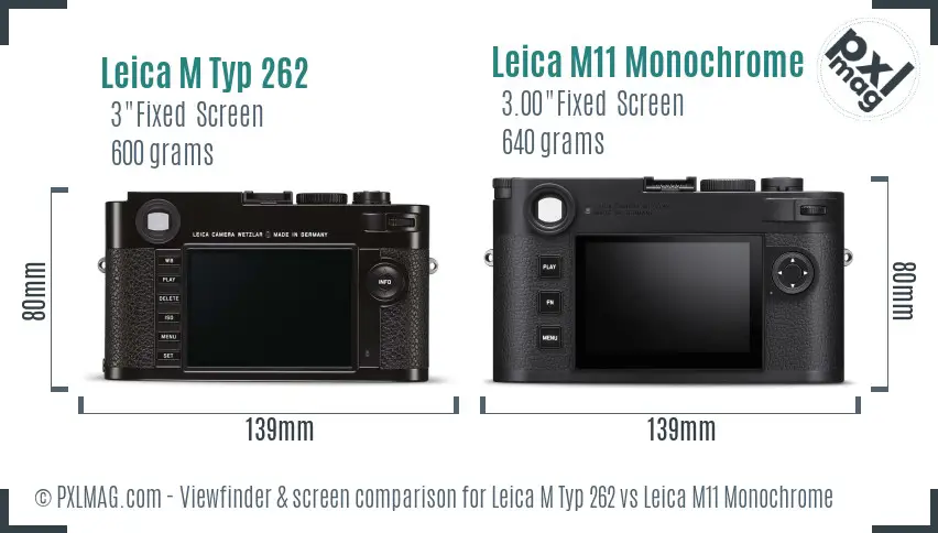 Leica M Typ 262 vs Leica M11 Monochrome Screen and Viewfinder comparison