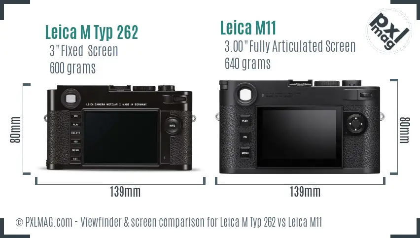 Leica M Typ 262 vs Leica M11 Screen and Viewfinder comparison