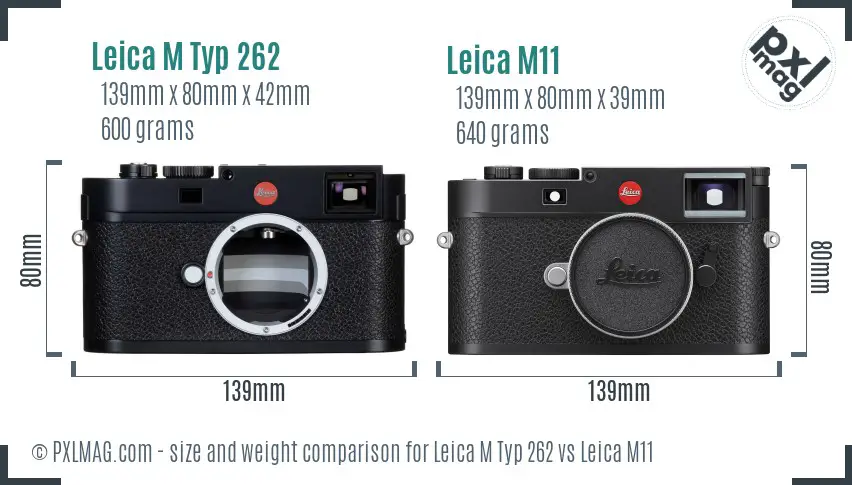 Leica M Typ 262 vs Leica M11 size comparison