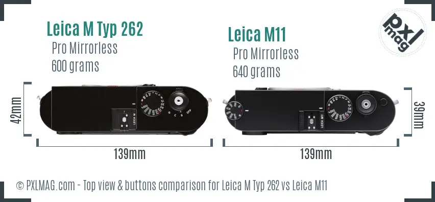 Leica M Typ 262 vs Leica M11 top view buttons comparison