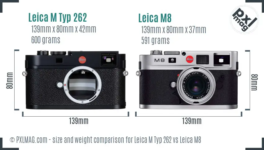 Leica M Typ 262 vs Leica M8 size comparison