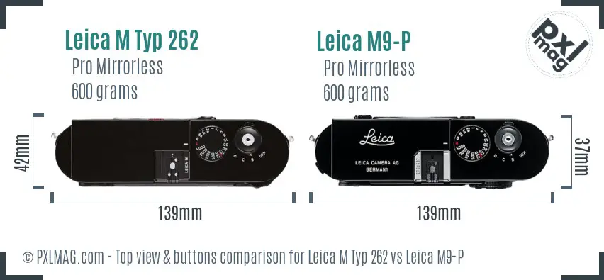 Leica M Typ 262 vs Leica M9-P top view buttons comparison
