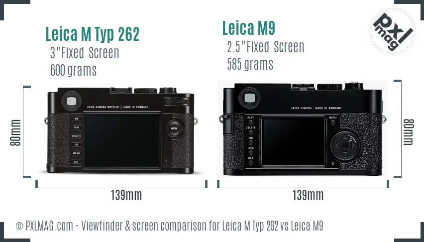 Leica M Typ 262 vs Leica M9 Screen and Viewfinder comparison