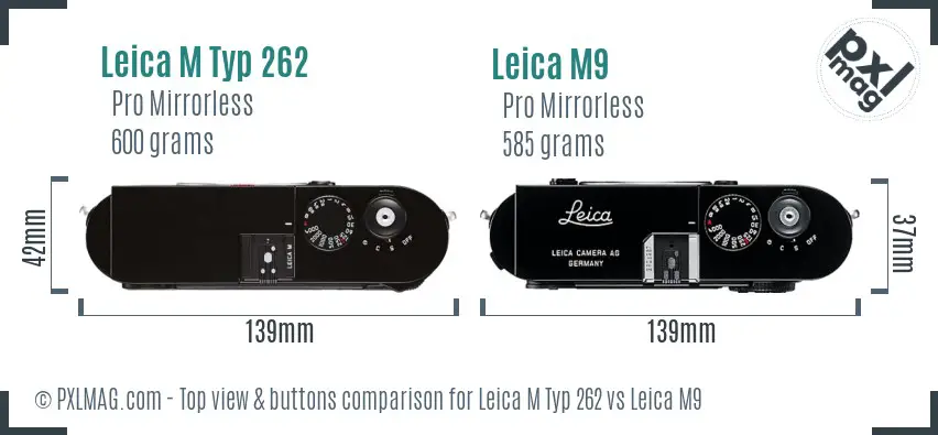 Leica M Typ 262 vs Leica M9 top view buttons comparison
