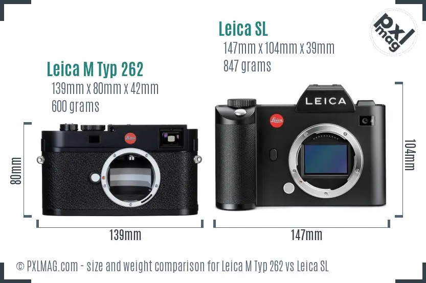 Leica M Typ 262 vs Leica SL size comparison