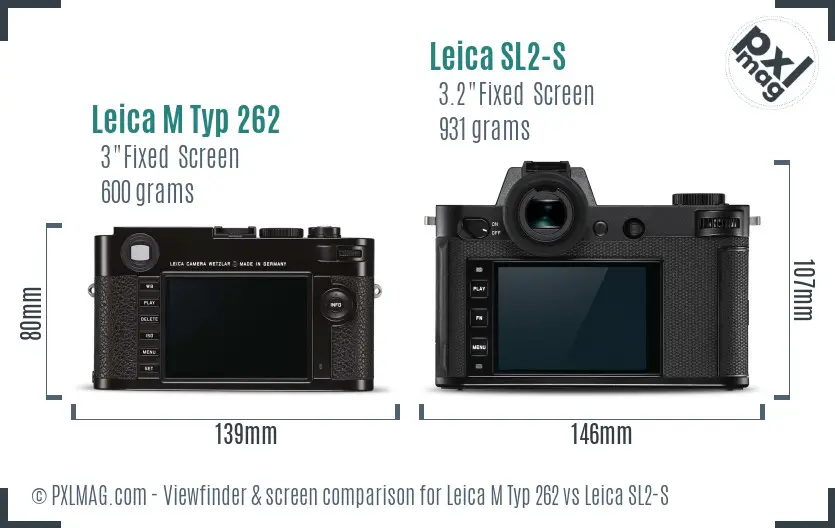 Leica M Typ 262 vs Leica SL2-S Screen and Viewfinder comparison