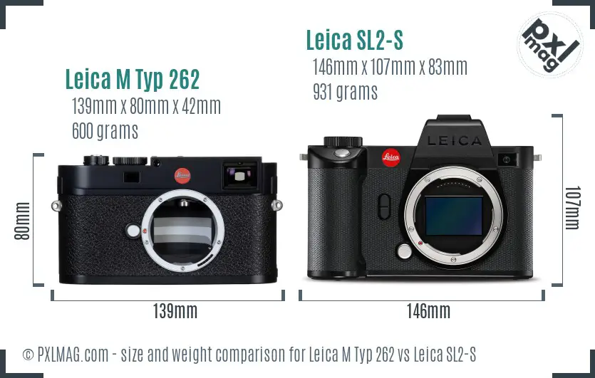 Leica M Typ 262 vs Leica SL2-S size comparison