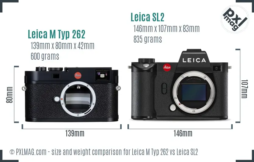 Leica M Typ 262 vs Leica SL2 size comparison