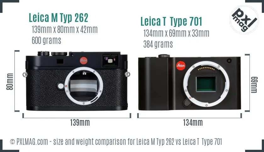 Leica M Typ 262 vs Leica T  Type 701 size comparison