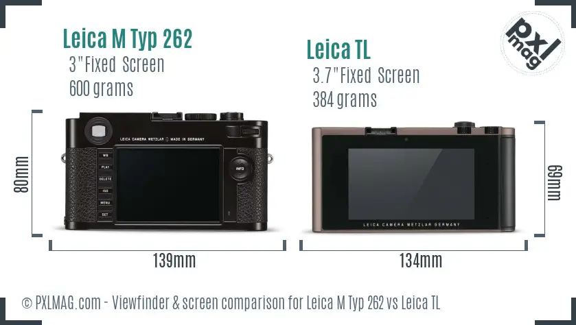 Leica M Typ 262 vs Leica TL Screen and Viewfinder comparison