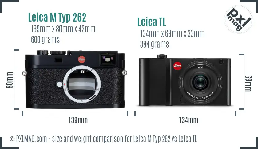 Leica M Typ 262 vs Leica TL size comparison