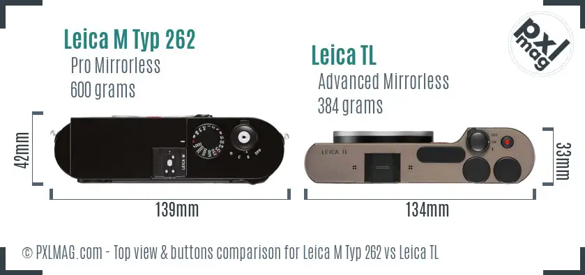 Leica M Typ 262 vs Leica TL top view buttons comparison