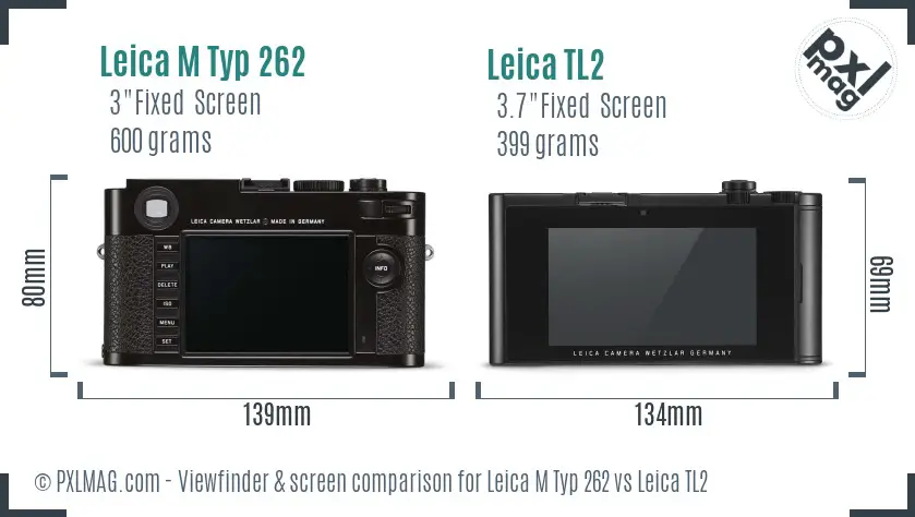 Leica M Typ 262 vs Leica TL2 Screen and Viewfinder comparison Leica M Typ 262 vs Leica TL2 Screen and Viewfinder comparison