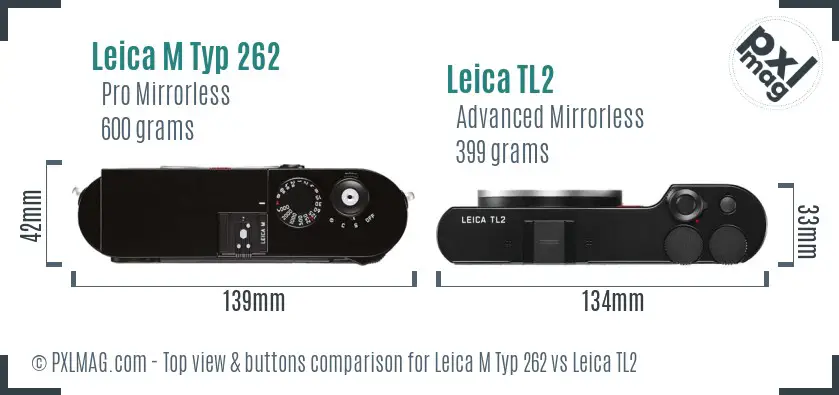 Leica M Typ 262 vs Leica TL2 top view buttons comparison Leica M Typ 262 vs Leica TL2 top view buttons comparison