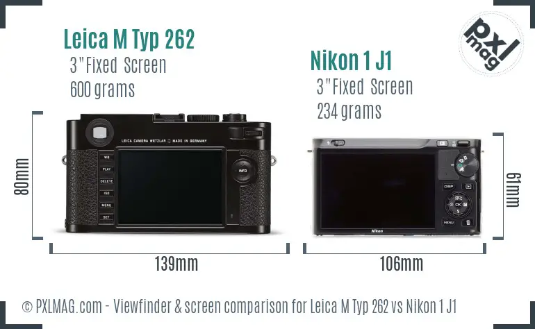 Leica M Typ 262 vs Nikon 1 J1 Screen and Viewfinder comparison