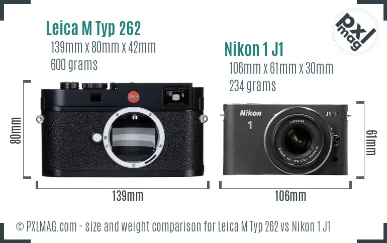 Leica M Typ 262 vs Nikon 1 J1 size comparison