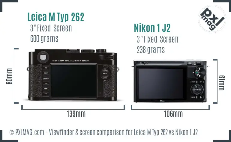Leica M Typ 262 vs Nikon 1 J2 Screen and Viewfinder comparison