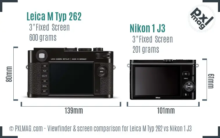 Leica M Typ 262 vs Nikon 1 J3 Screen and Viewfinder comparison