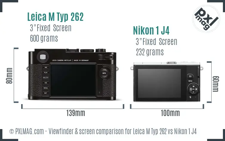 Leica M Typ 262 vs Nikon 1 J4 Screen and Viewfinder comparison