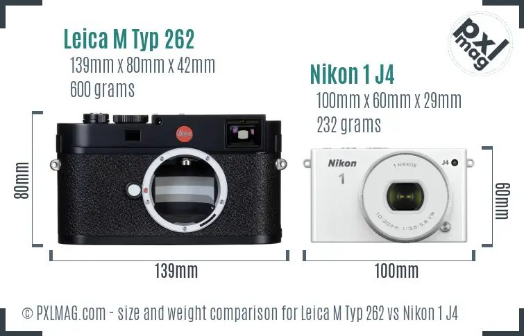 Leica M Typ 262 vs Nikon 1 J4 size comparison