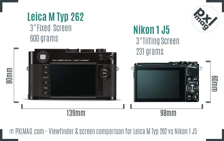 Leica M Typ 262 vs Nikon 1 J5 Screen and Viewfinder comparison