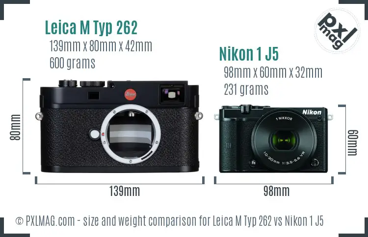 Leica M Typ 262 vs Nikon 1 J5 size comparison
