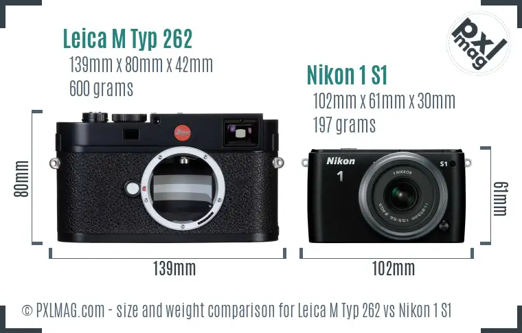 Leica M Typ 262 vs Nikon 1 S1 size comparison