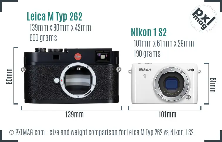 Leica M Typ 262 vs Nikon 1 S2 size comparison