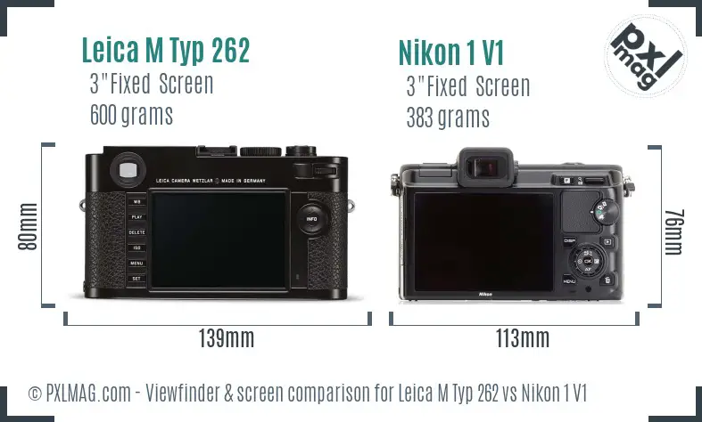 Leica M Typ 262 vs Nikon 1 V1 Screen and Viewfinder comparison