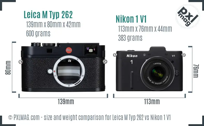 Leica M Typ 262 vs Nikon 1 V1 size comparison