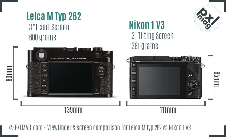 Leica M Typ 262 vs Nikon 1 V3 Screen and Viewfinder comparison