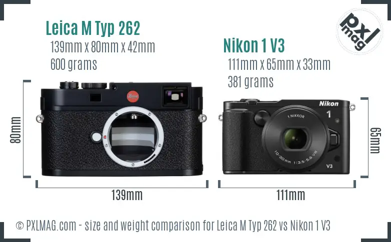 Leica M Typ 262 vs Nikon 1 V3 size comparison