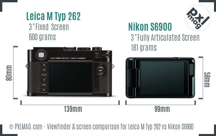 Leica M Typ 262 vs Nikon S6900 Screen and Viewfinder comparison