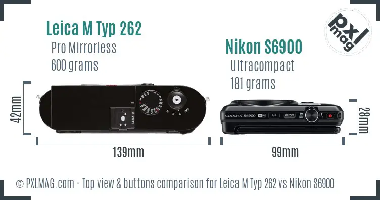 Leica M Typ 262 vs Nikon S6900 top view buttons comparison