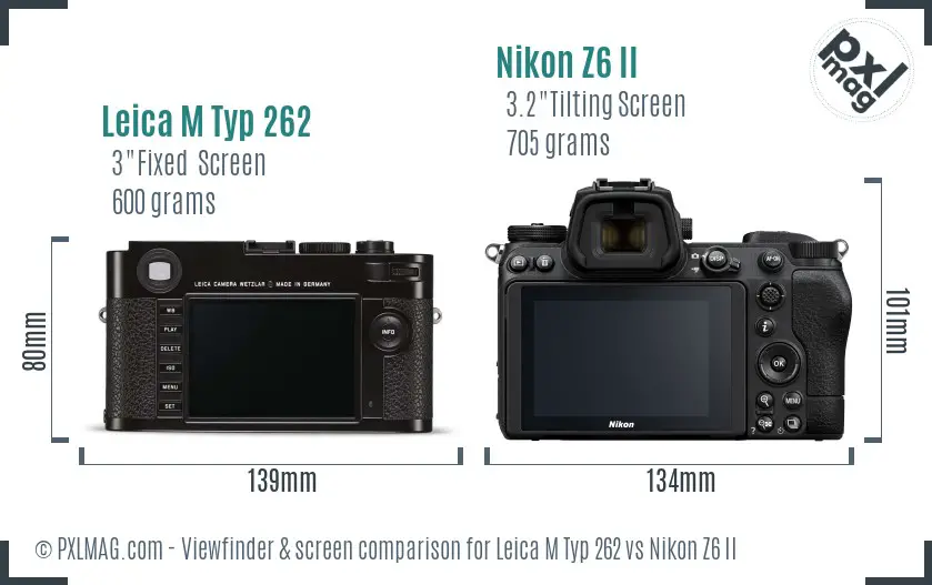 Leica M Typ 262 vs Nikon Z6 II Screen and Viewfinder comparison