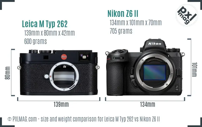 Leica M Typ 262 vs Nikon Z6 II size comparison