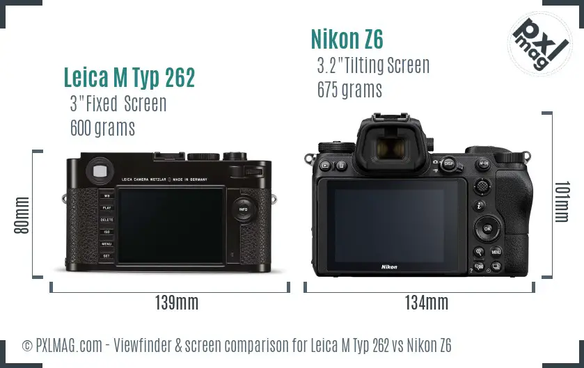 Leica M Typ 262 vs Nikon Z6 Screen and Viewfinder comparison