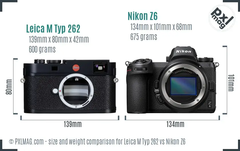 Leica M Typ 262 vs Nikon Z6 size comparison