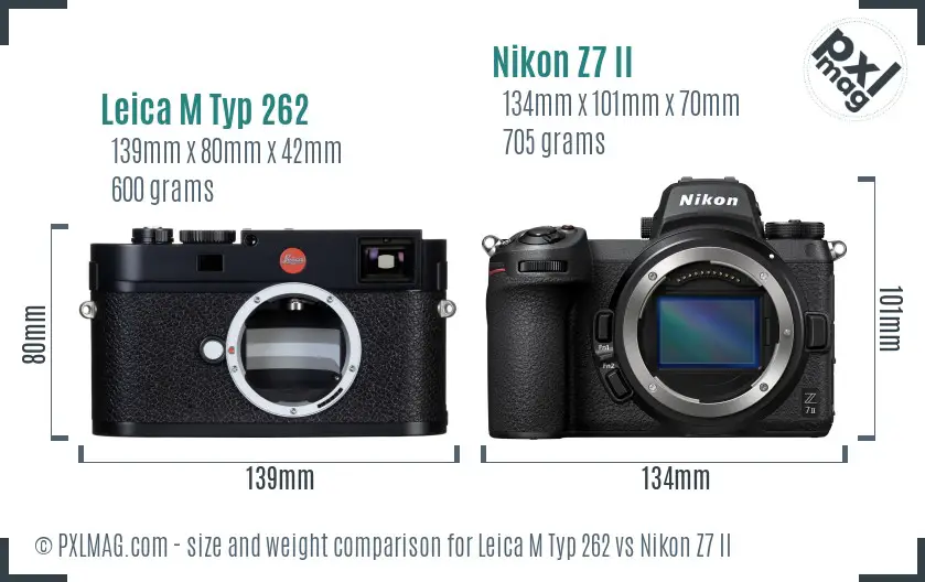 Leica M Typ 262 vs Nikon Z7 II size comparison