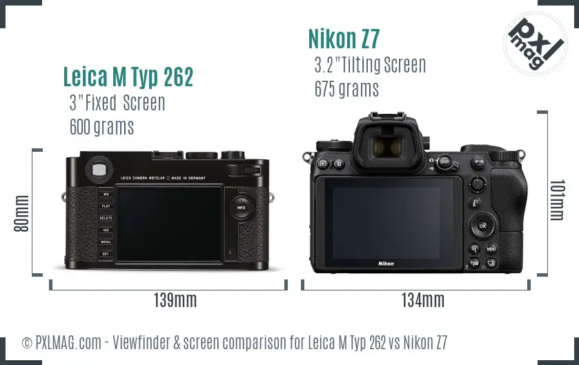 Leica M Typ 262 vs Nikon Z7 Screen and Viewfinder comparison