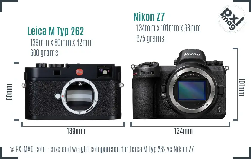 Leica M Typ 262 vs Nikon Z7 size comparison