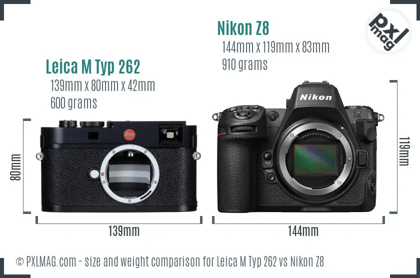 Leica M Typ 262 vs Nikon Z8 size comparison